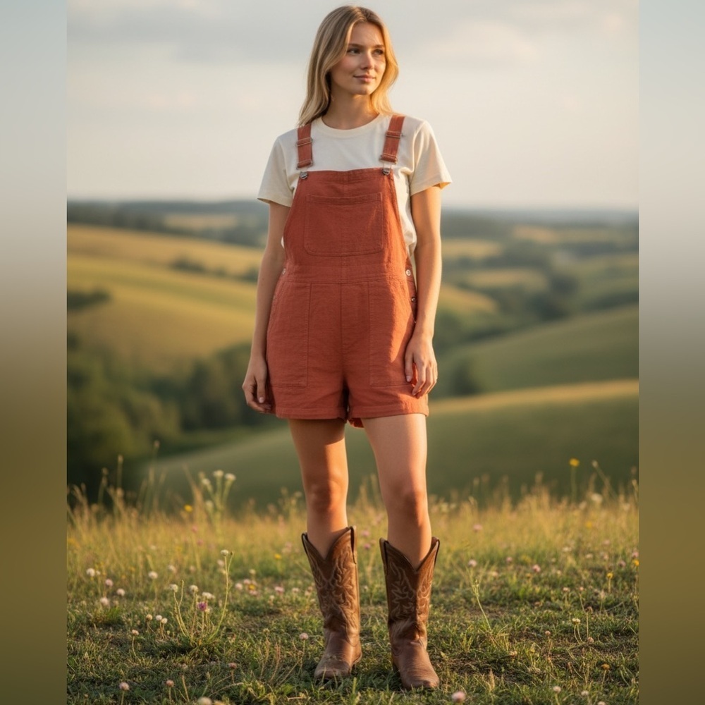 Burnt Orange Overalls Rompers XXL